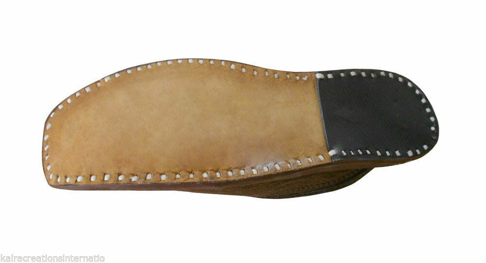 Men Slippers Indian Handmade Jutties Wedding Leather Mojaries Traditional Flip-Flops Flat US 7