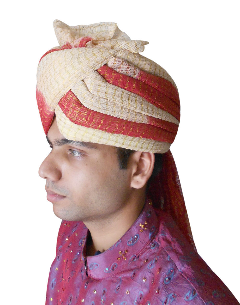 Men Hat Indian Wedding Turban Banarasi Pagri Sherwani Groom Safa Pag 23"