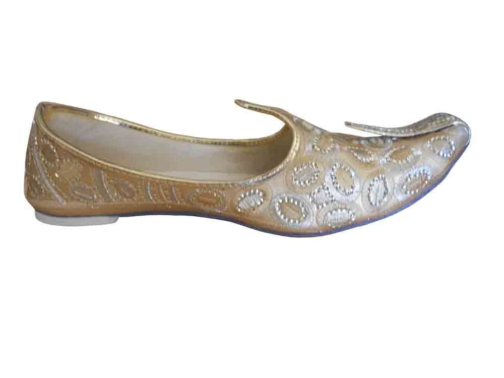 Men Shoes Traditional Jutties Handmade Wedding Gold Mojaries Loafers Flip-Flops Flat US 7-11