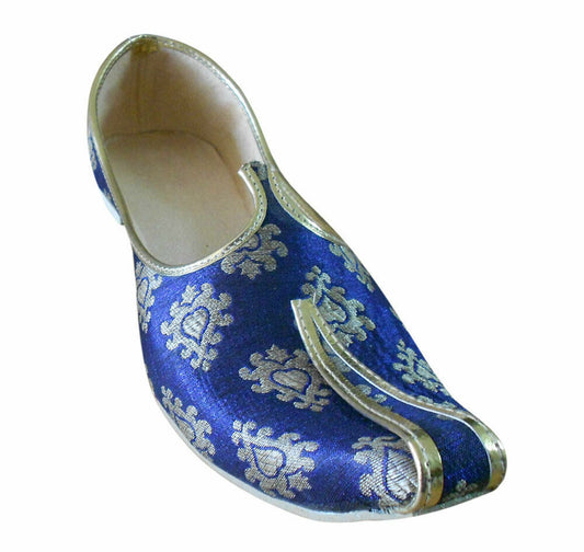 Men Shoes Indian Handmade Jutties Sherwani Blue Mojaries Loafers & Slip Ons Flip Flops Flat US 7