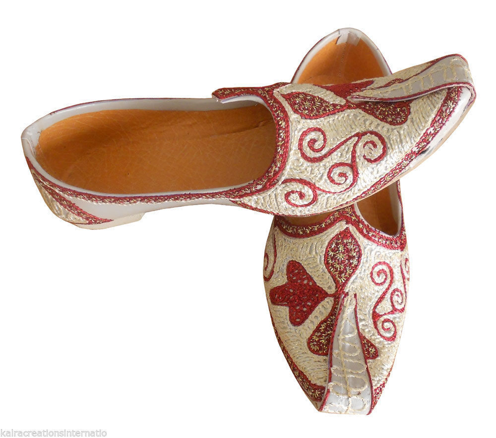 Men Shoes Wedding Leather Mojaries Multicolor Khussa Indian Handmade Jutties Flip-Flops Flat US 6