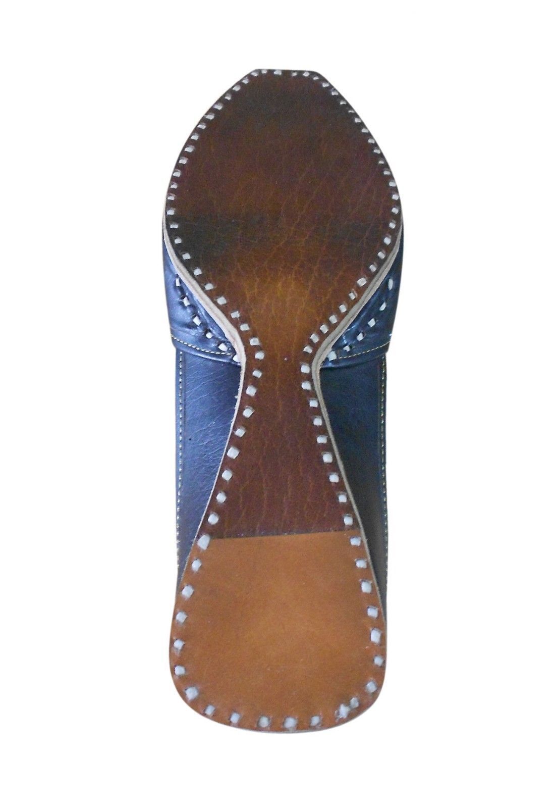 By Kalra Creations Men Shoes Indian Leather Mojaries Handmade Handmade Punjabi Black Jutties Flip-Flops Flat US 7-10