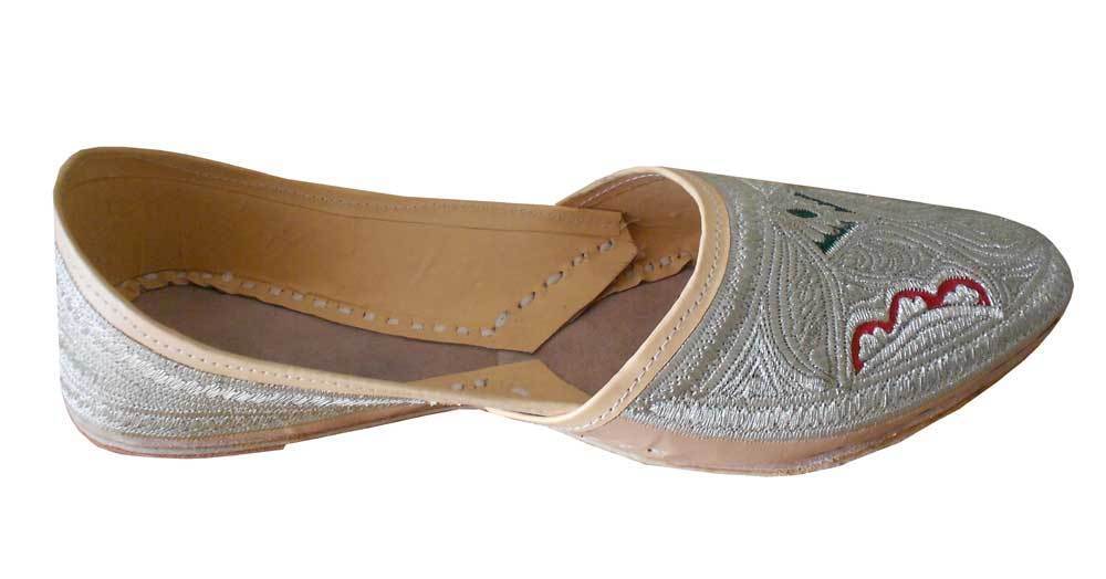 Men Shoes Traditional Leather Jutties Cream Wedding Loafers Mojaries Flip-Flop Flat US 8.5