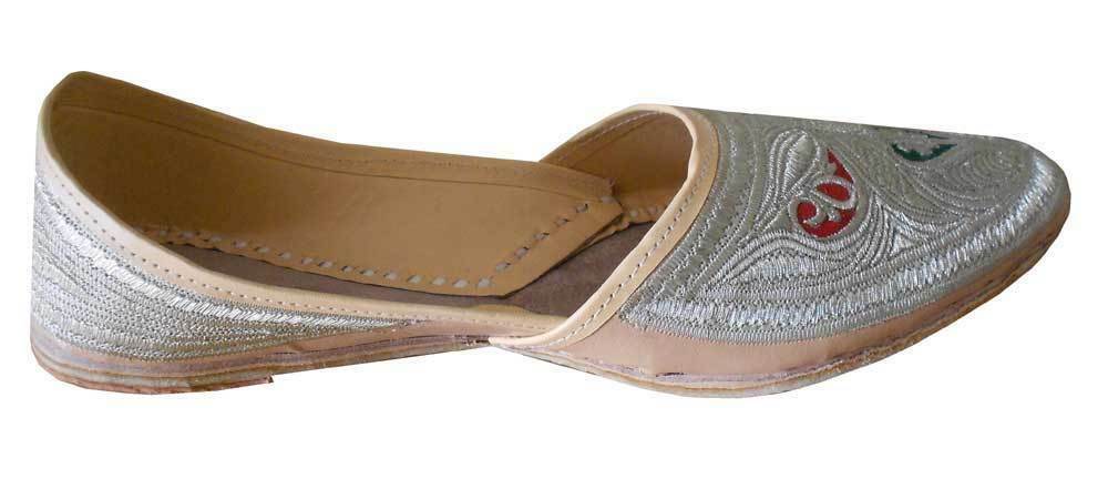 Men Shoes Traditional Handmade Leather Mojaries Punjabi Indian Cream Jutties Flip-Flops US 10