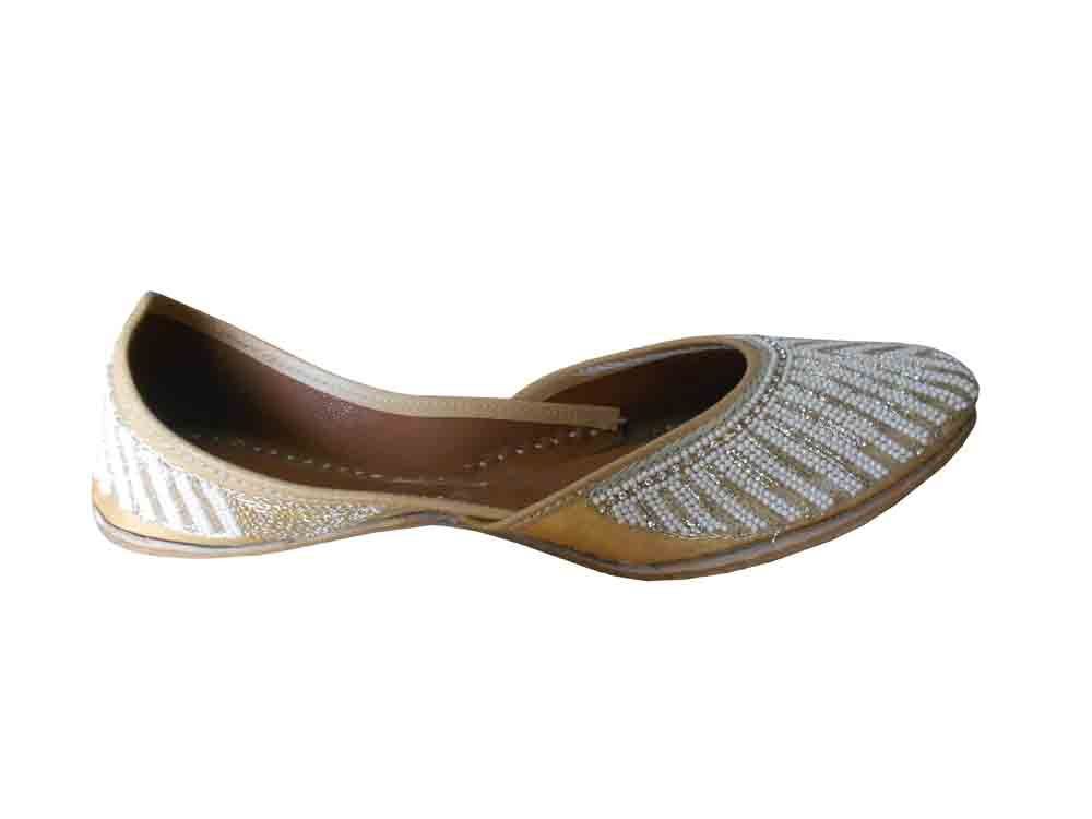Women Shoes Indian Khussa Wedding Mojaries Leather Handmade Jutties Flip-Flops US 7-9