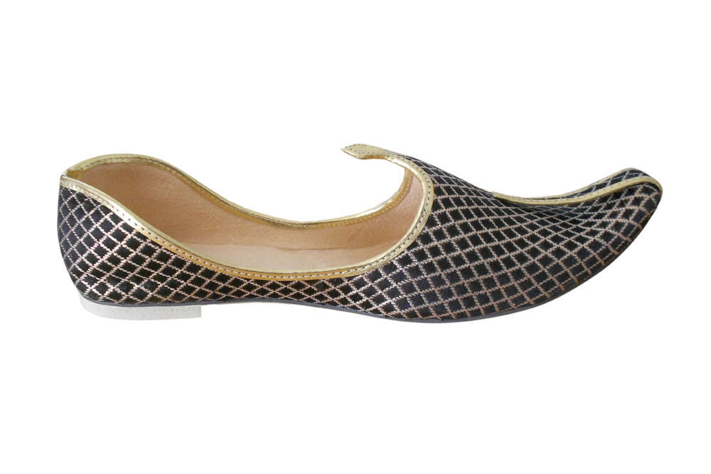 Men Shoes Indian Wedding Black Mojaries Handmade Leather Jutties Flip Flops US 6-8