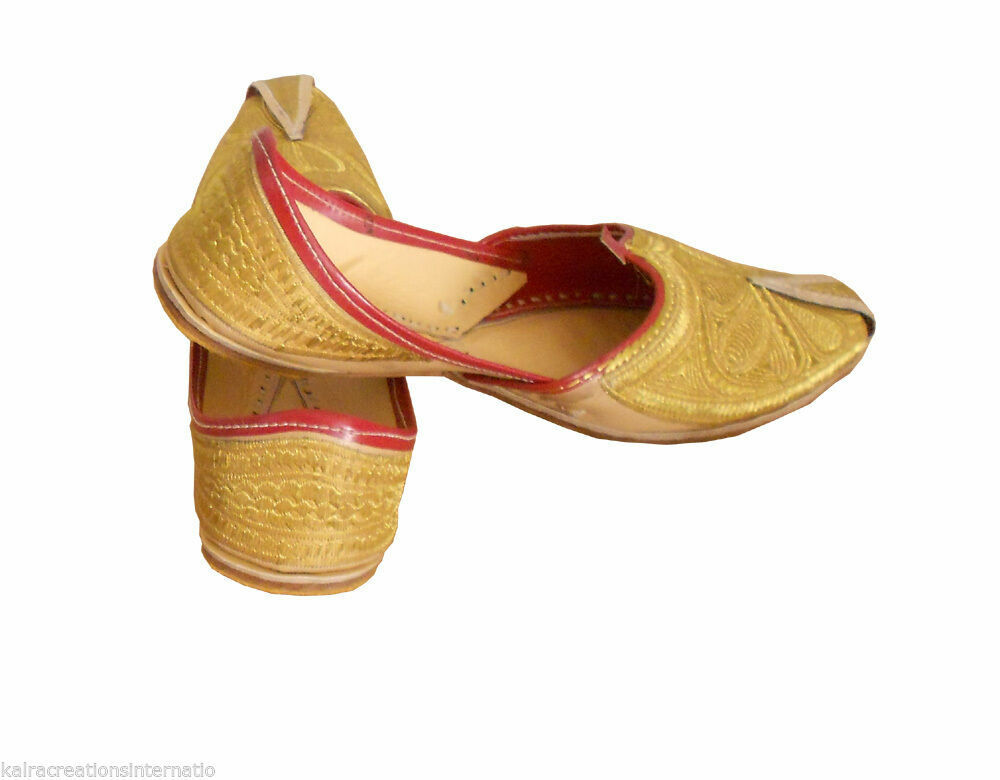Men Shoes Traditional Leather Mojaries Cream Jutties Wedding Loafers & Slip Ons Flip-Flops Flat US 9