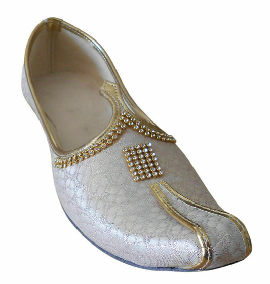 By Kalra Creations Men Shoes Indian Mojaries Wedding Cream Khussa Loafers & Slip Jutties Flip-Flops Flat US 6/8