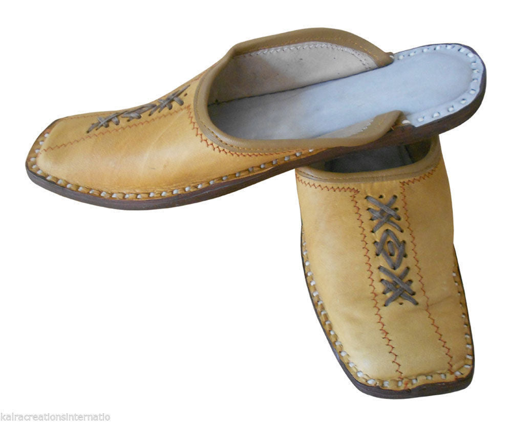 Men Slippers Traditional Camel Handmade Clogs Leather Khussa Camel Jutties Flip-Flops Flat US 6