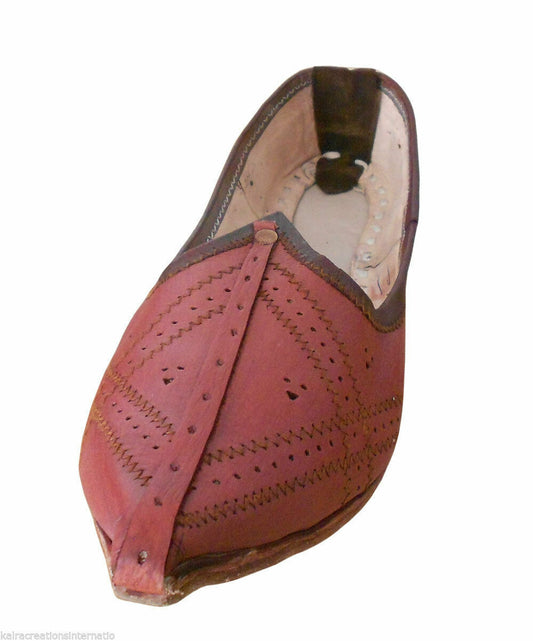 By Kalra Creations Men Shoes Indian Jutties Handmade Leather Brown Mojaries Loafers & Slip Ons Flip Flops Flat US 9