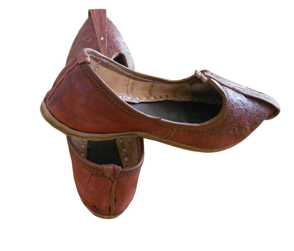 Men Shoes Indian Handmade Leather Jutties Ethnic Mojaries Traditional Khussa Flip-Flops Flat US 7