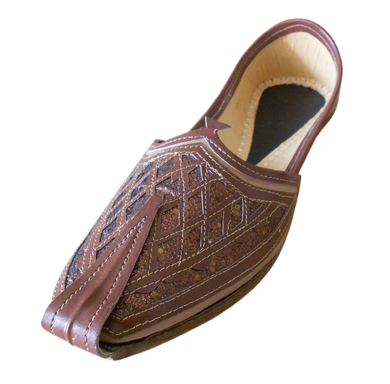 Men Shoes Indian Punjabi Mojaries Indian Handmade Punjabi Khussa Leather Jutties Flip-Flops US 7-9