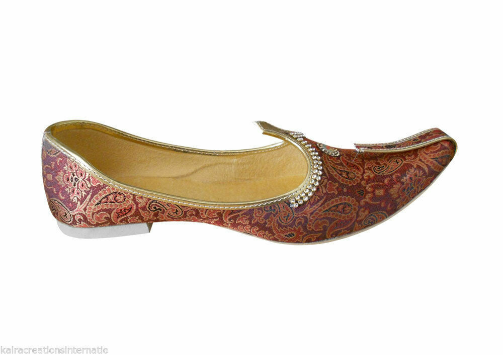 Men Shoes Traditional Mojaries Wedding Leather Maroon Jutties Loafers & Slip Ons Flip-Flops Flat US 6