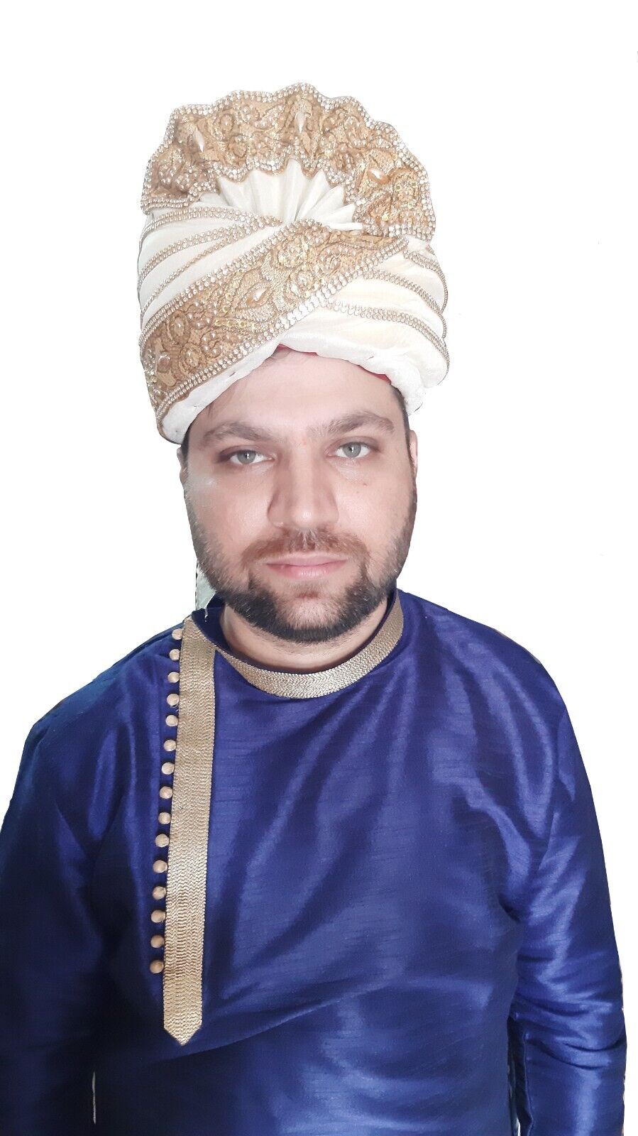 Men Hat Wedding Designer Groom Turban Indian Pagri Handmade Cream Safa Top