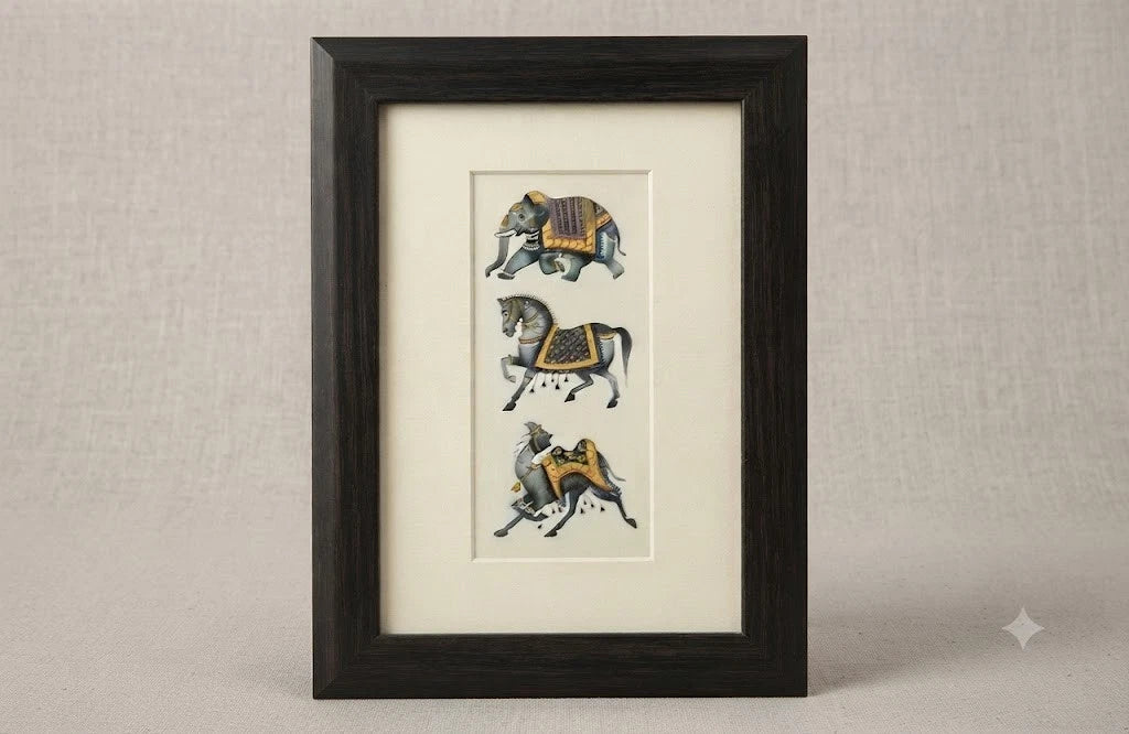 Indian Handmade Animal Painting Good Luck Wooden Painting Colorful Home Decor