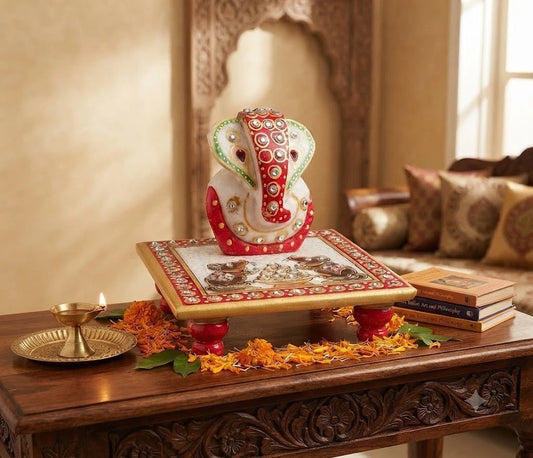 Home Decor Lord Ganesha Statue Indian Handmade Marble Sculpture White