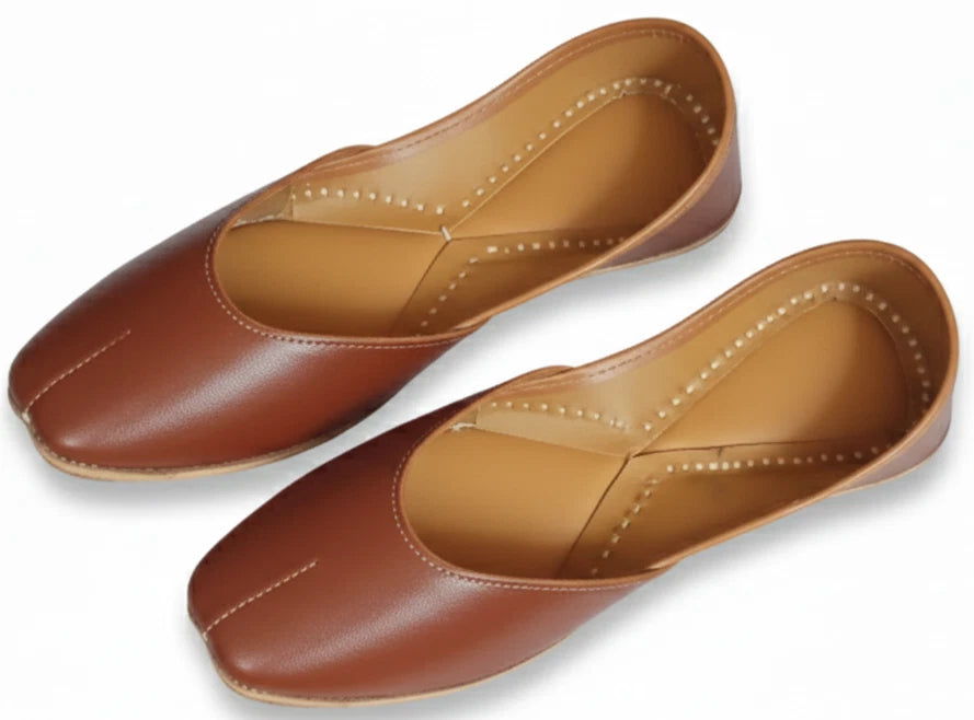 Handmade Bridal Brown Jutti Ethnic Flats Mojari