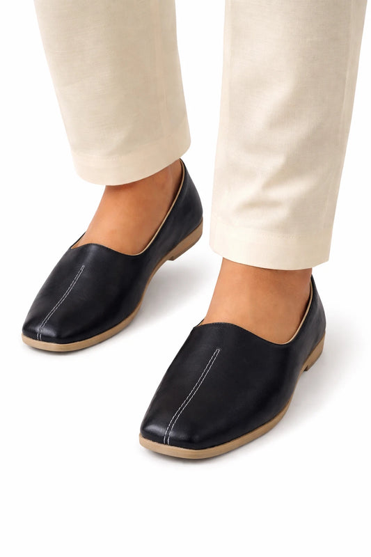 Casual Black Mojari Men Shoes Handmade Leather Jutti