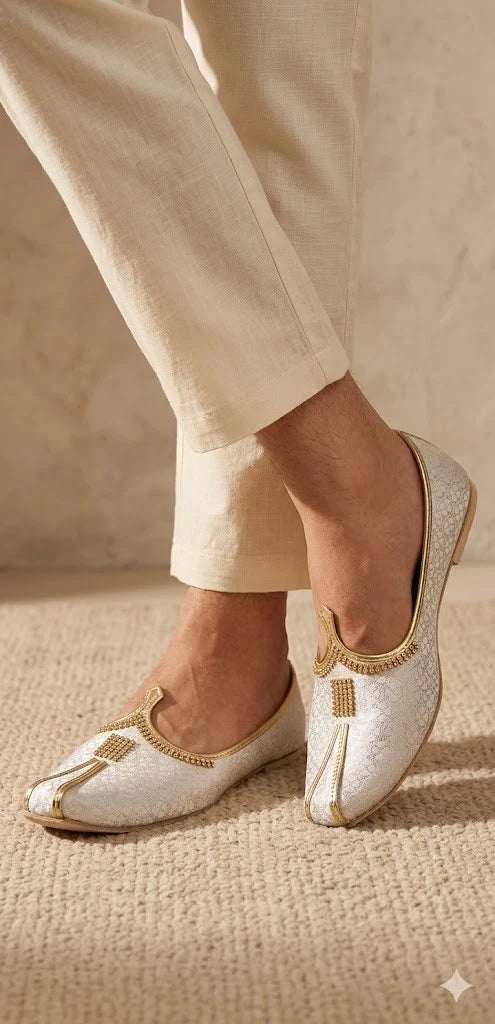 Wedding Khussa Jutti for Men Cream Mojari