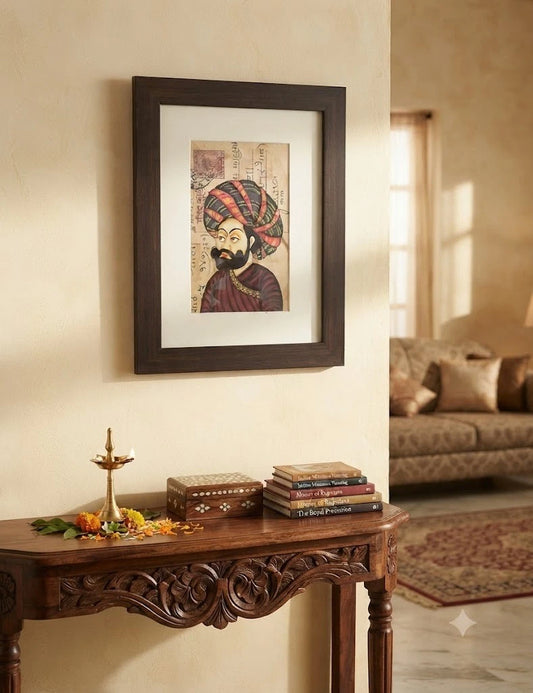 Painting Colorful Home Decor Handmade Used Indian Traditional Postcard Framed