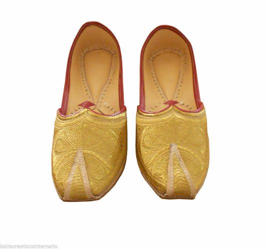 Men Shoes Traditional Leather Mojaries Cream Jutties Wedding Loafers & Slip Ons Flip-Flops Flat US 9