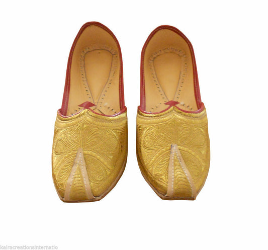 By Kalra Creations Men Shoes Traditional Leather Mojaries Cream Jutties Wedding Loafers & Slip Ons Flip-Flops Flat US 9