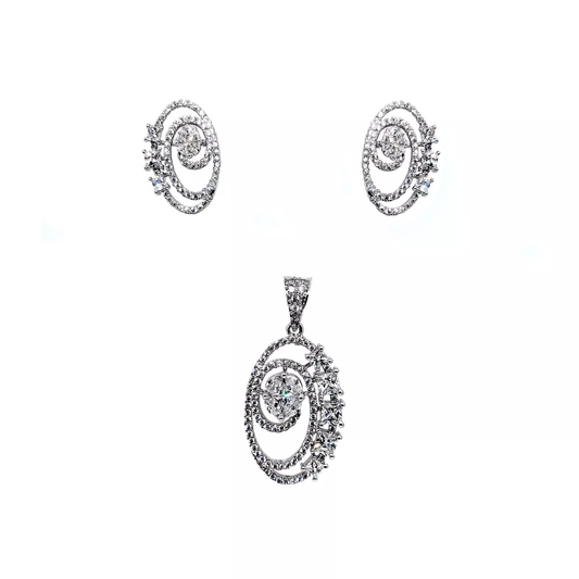 Women Pendant Earrings Indian Bollywood Silver Plated White Stone Jerkin Nags