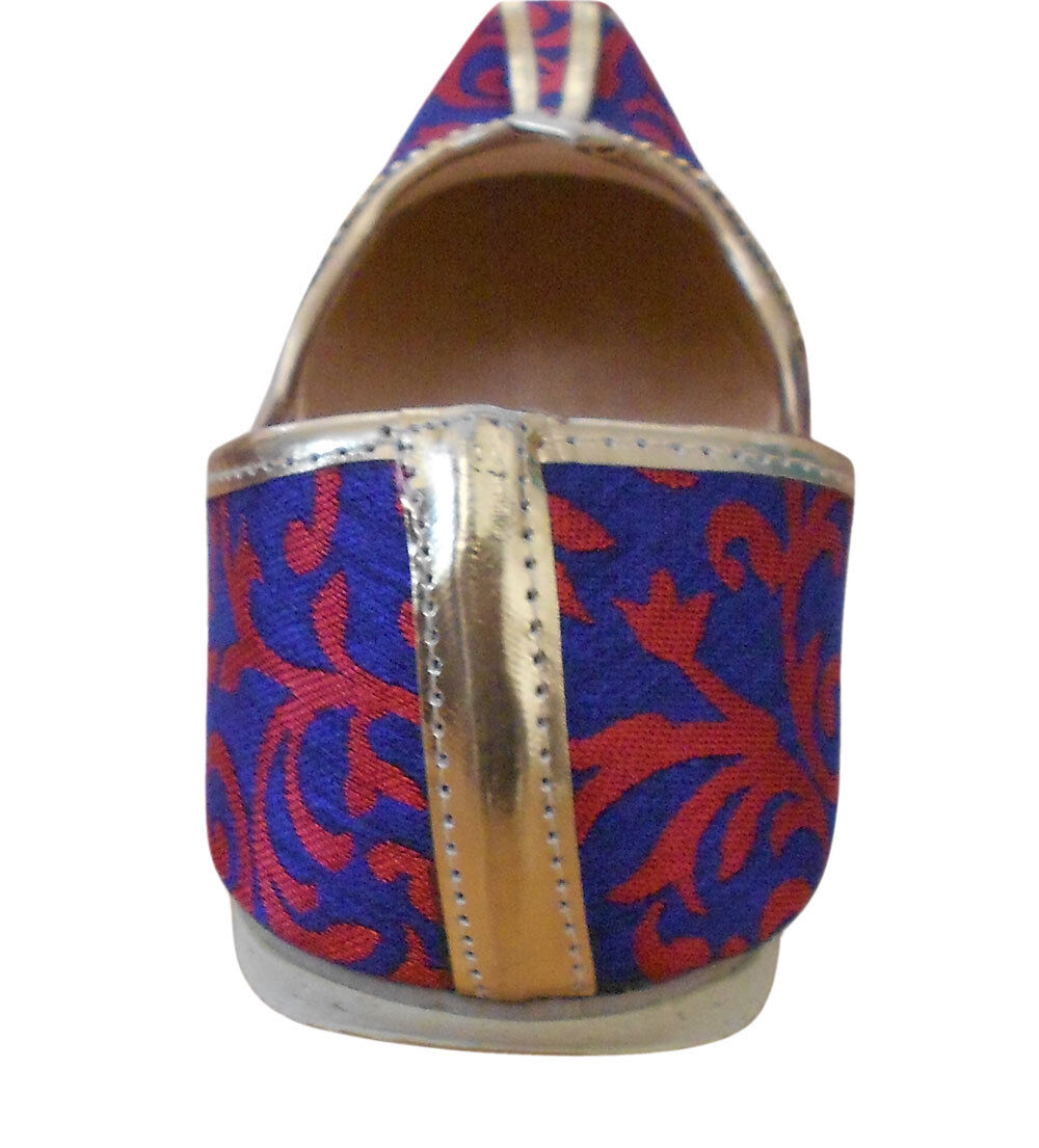 Men Shoes Indian Wedding Mojaries Groom Punjabi Blue Khussa Jutties Flip-Flops Flat US 8-12