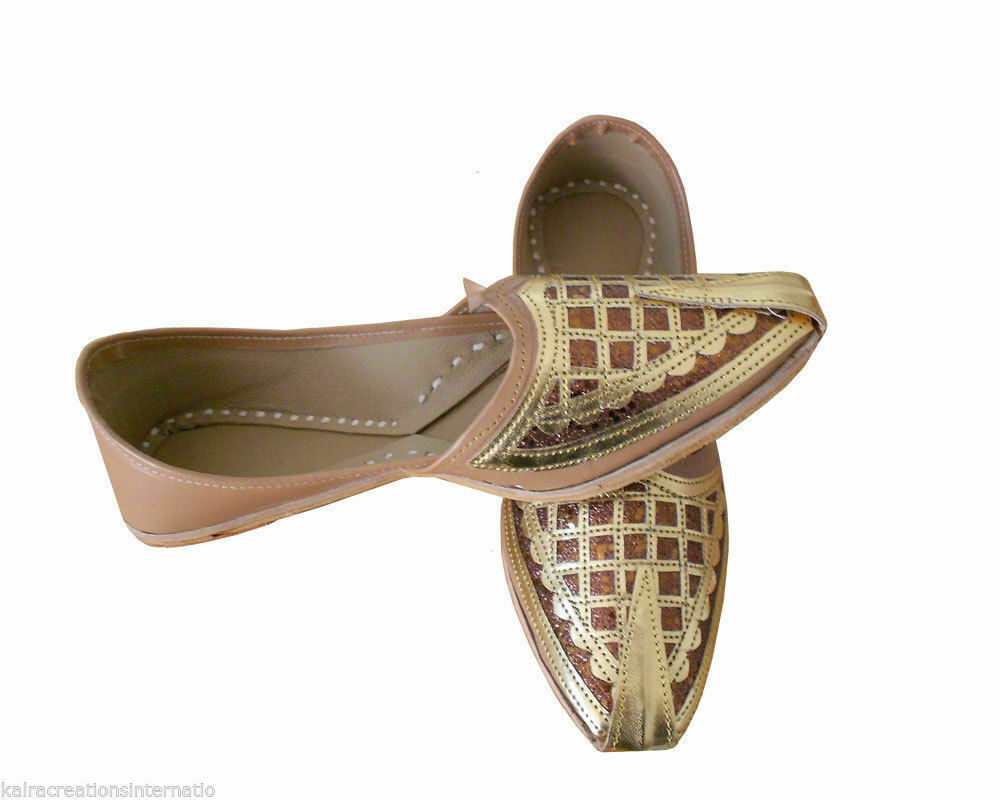 Men Shoes Indian Handmade Khussa Ethnic Leather Mojaries Loafers Traditional Jutties Flip-Flops US 6