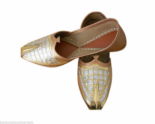 By Kalra Creations Men Shoes Handmade Mojaries Leather Brown Indian Khussa Indian Jutties Flip-Flops US 6/7