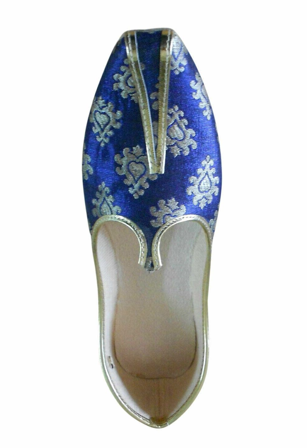 Men Shoes Indian Handmade Jutties Sherwani Blue Mojaries Loafers & Slip Ons Flip Flops Flat US 7