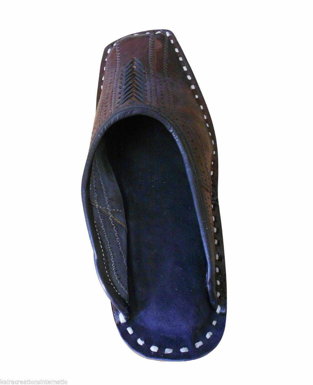 By Kalra Creations Men Slippers Shoes Indian Mojaries Handmade Khussa Leather Clogs Ethnic Brown Jutties Flip-Flops Flat US 8