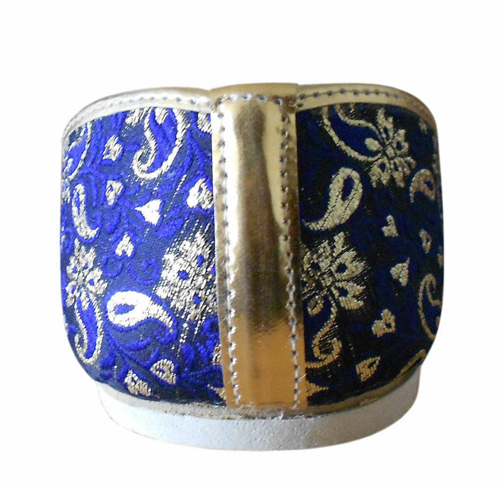 Men Shoes Wedding Mojaries Handmade Blue Golden Loafers & Slip Jutties Flip-Flops Flat US 6/7