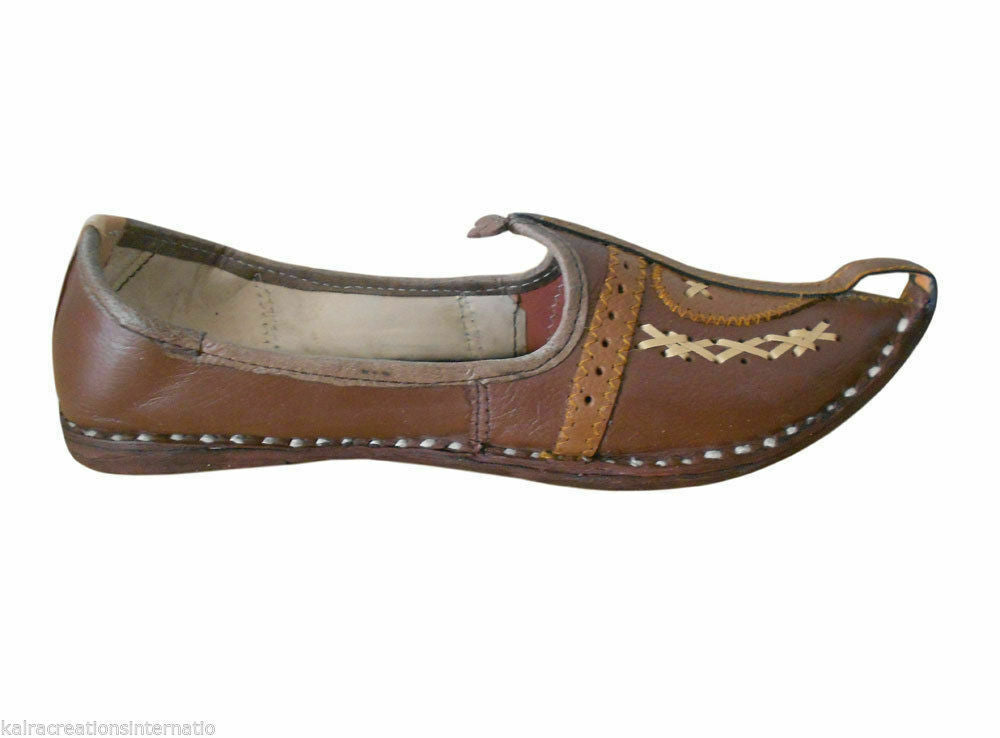 Men Shoes Indian Handmade Loafers Traditional Jutties Casual Khussa Leather Mojaries Flip-Flops Flat US 7