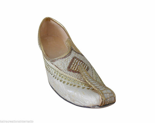Men Shoes Indian Cream Wedding Jutties Sherwani Mojaries Loafers & Slip Ons Flip-Flops Flat US 6/7
