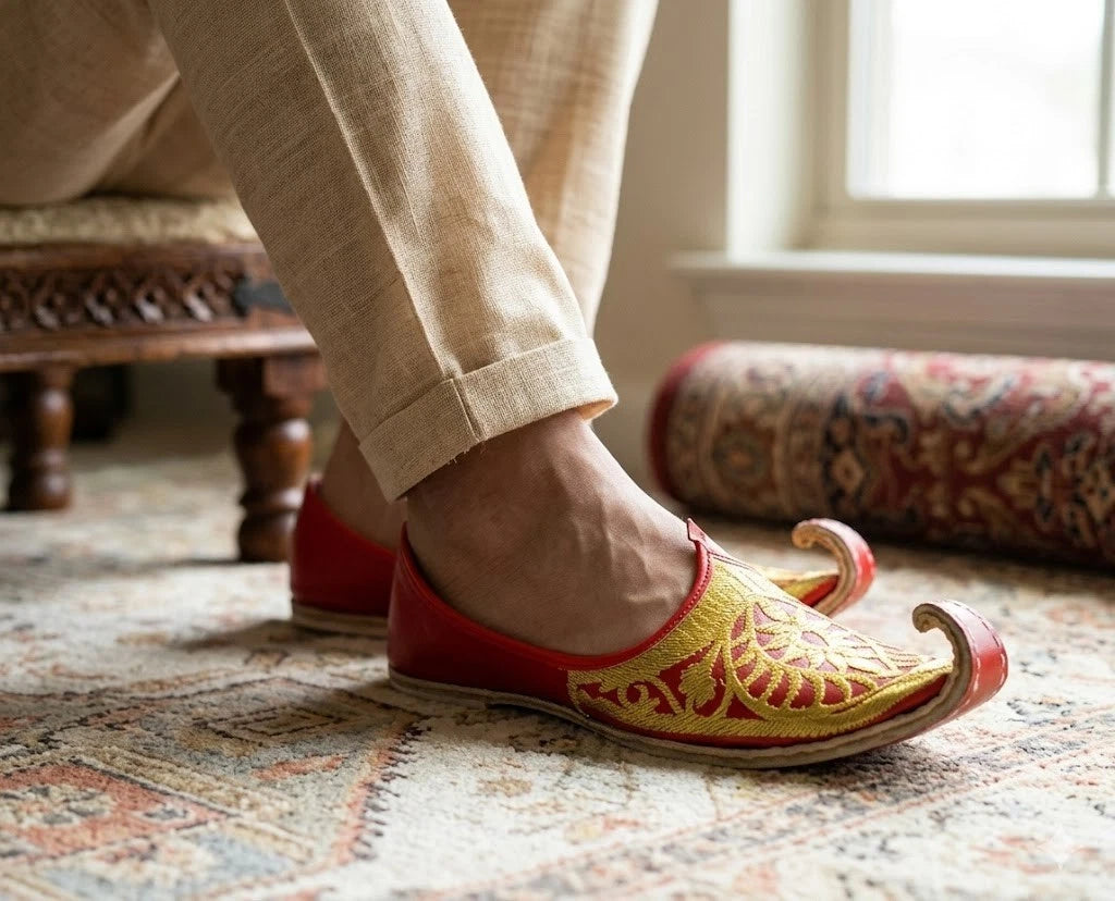 Handmade Aladdin Khussa Men Shoes Traditional Mojari