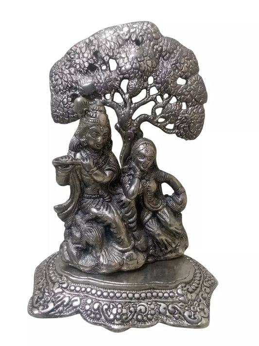 Jaipur Crafts Radha Krishna Designer Showpiece Silver Oxidised Brass By Kalra Creations