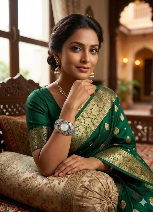 Women Brass Oxidised Side Openable Bangles