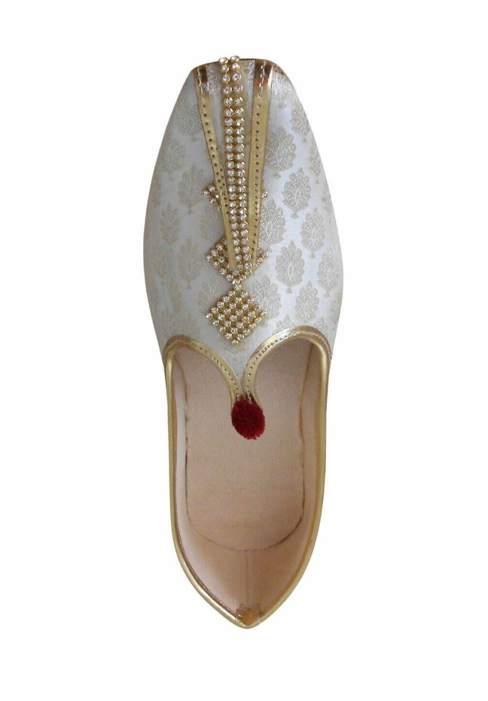 Men Shoes Indian Jutties Sherwani Mojaries Wedding Cream Loafers & Slip Ons Flip-Flops Flat US 7