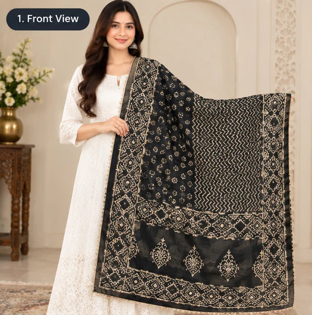 Wedding Dupatta Multicolor for Women Phulkari Bridal Silk