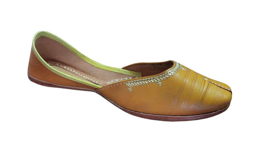 By Kalra Creations Women Shoes Indian Mojaries Handmade Leather Ballerinas Jutties Flip-Flops Flat US 6.5/8.5