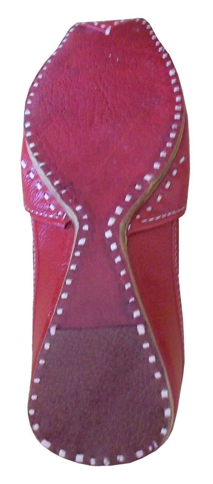Men Shoes Indian Leather Red Mojaries Handmade Loafers Casual Jutties Khussa Flip-Flops Flat US 8.5-11.5