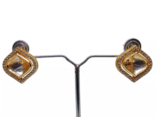 Bollywood Women Earrings Kundan Polki Indian Gold Plated Valentine's Day Gift By Kalra Creations