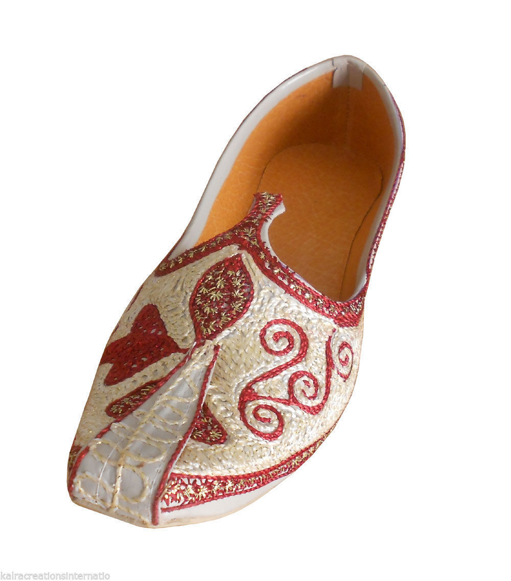 Men Shoes Wedding Leather Mojaries Multicolor Khussa Indian Handmade Jutties Flip-Flops Flat US 6