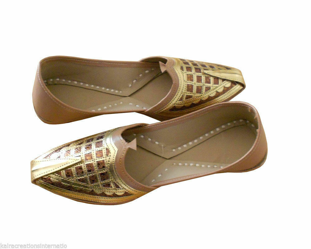 Men Shoes Indian Handmade Khussa Ethnic Leather Mojaries Loafers Traditional Jutties Flip-Flops US 6