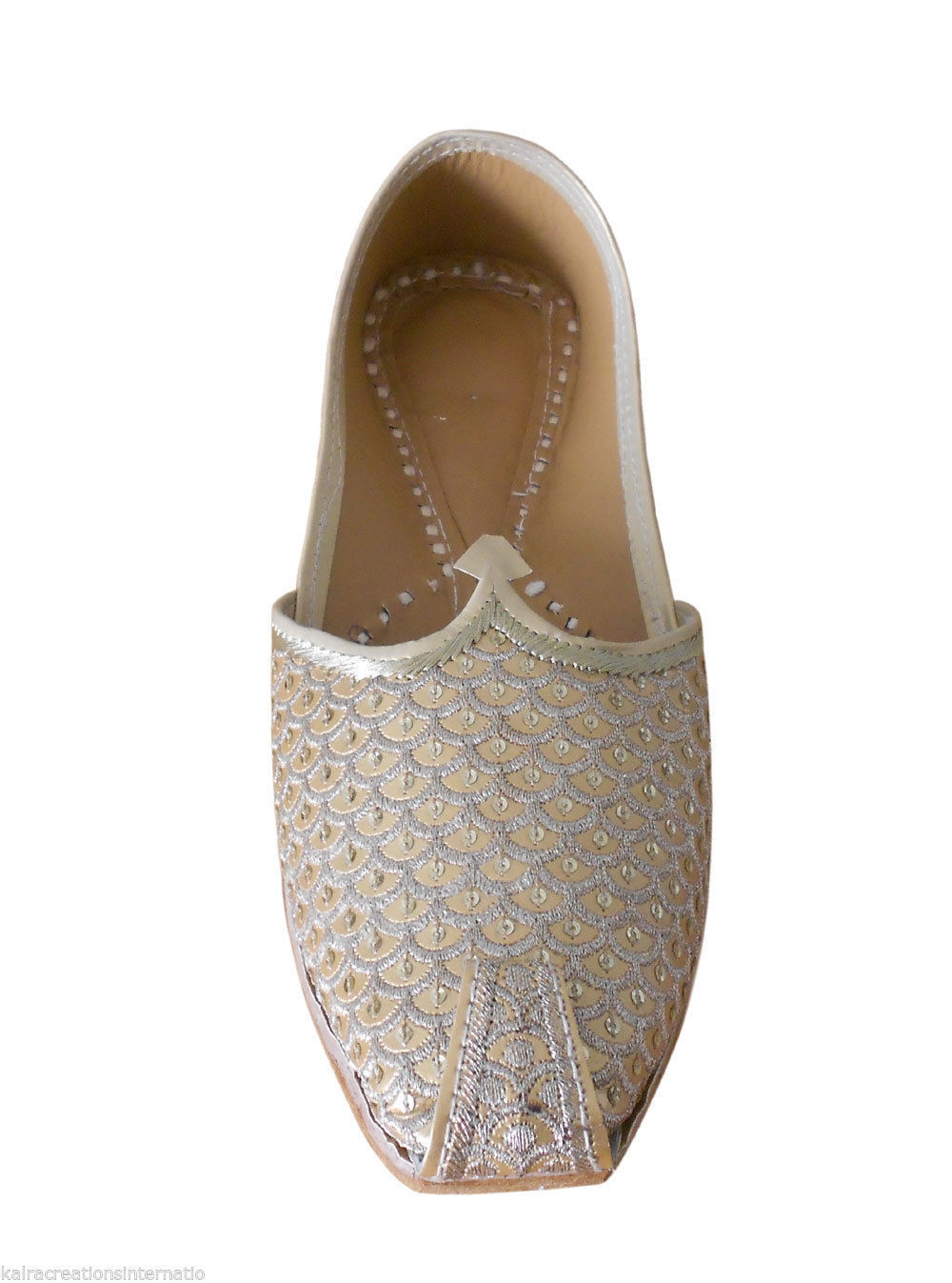 Men Shoes Traditional Wedding Gold Punjabi Khussa Loafers Slip Ons Mojaries Flip-Flops Flat US 7