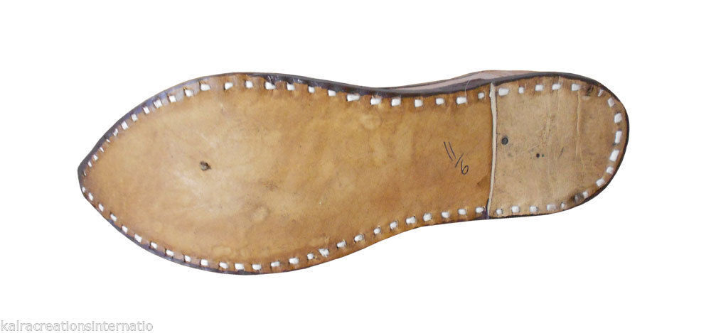 Men Shoes Casual Mojaries Indian Khussa Handmade Jutties Leather Mojaries Flip-Flops Flat US 7