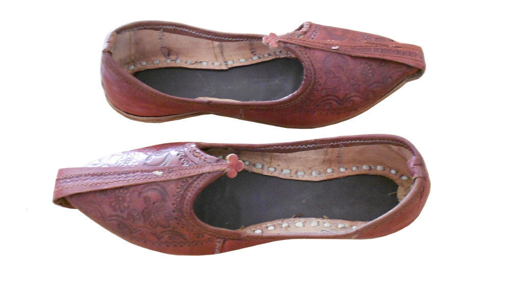 Men Shoes Indian Handmade Leather Jutties Ethnic Mojaries Traditional Khussa Flip-Flops Flat US 7