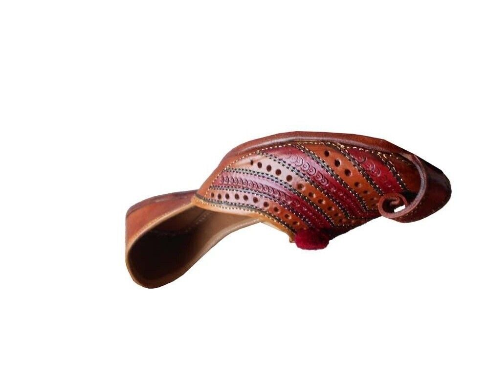 Women Shoes Casual Leather Jutties Indian Mojaries Brown Wedding Khussa Flip-Flop US 4.5-7.5