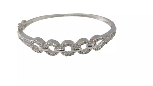 Women Bracelet Silver Plated Indian Jewelery Stone Kada Bracelet AD